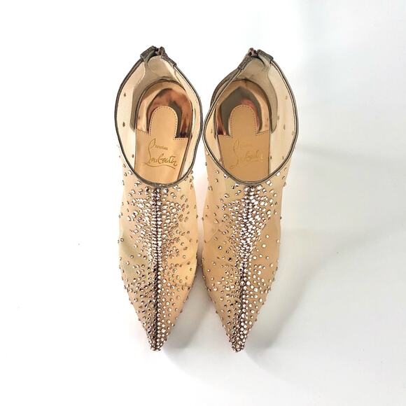 NIB Christian Louboutin Constella 85 Glitter Crystal Embellished Bootie 37.5 - Picture 4 of 13